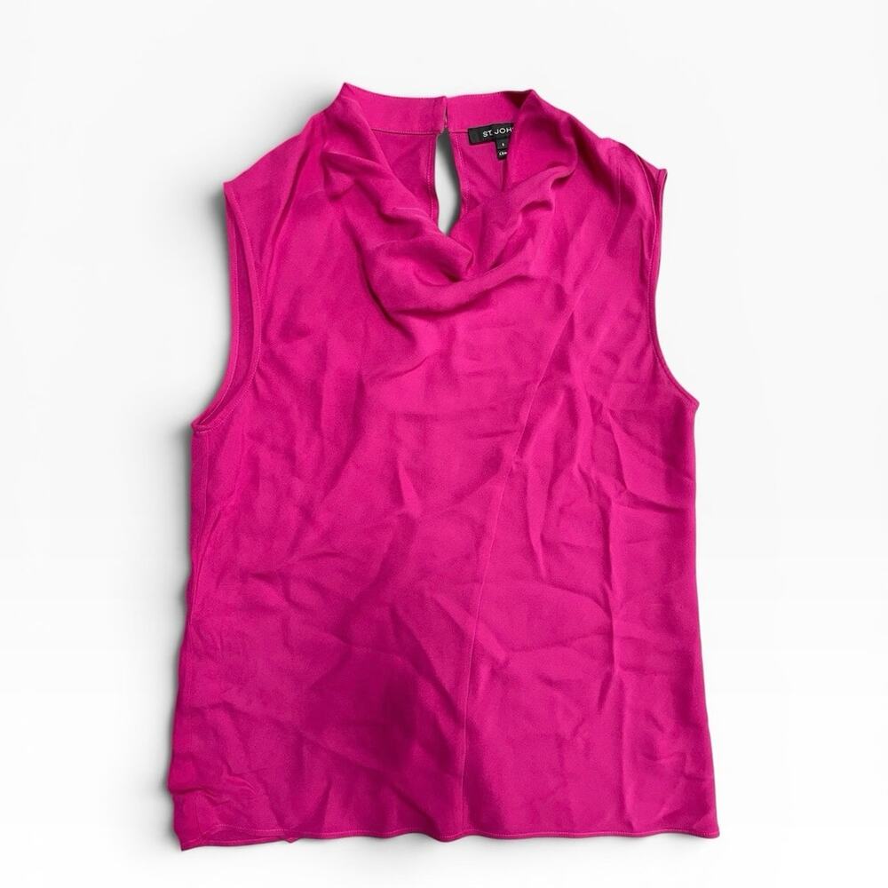 ST JOHN 100% Silk Cowl Neck Sleeveless Blouse